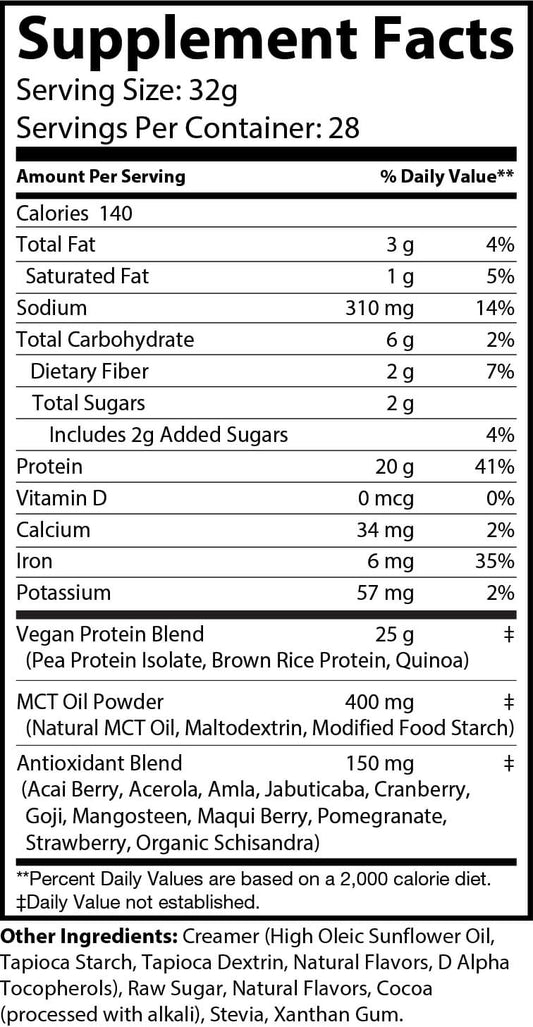 2lb Vegan Protein Chocolate – 28 servings